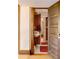 Small bathroom with pedestal sink and vintage tile floor at 805 Gaylord St, Denver, CO 80206