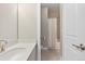 Small bathroom with a shower/tub combo and a single sink vanity at 3093 Belay Pt, Castle Rock, CO 80108