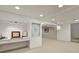 Finished basement office space with built-in desk and stained glass at 1529 Holly, Denver, CO 80220