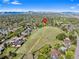 Aerial view showing home location, neighborhood, and surrounding landscape at 580 S Parfet St, Lakewood, CO 80226