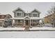 Two-story house with gray siding, stone accents, and a covered porch at 6279 N Fundy St, Aurora, CO 80019