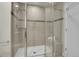 Spacious shower with glass enclosure and built-in seat at 1435 Wazee St # 503, Denver, CO 80202