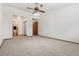 Spacious bedroom with a ceiling fan and large closet at 610 S Alton Way # 8D, Denver, CO 80247