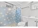 Basement bathroom with blue tile shower and vanity at 1151 S Nome St, Aurora, CO 80012