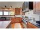 Modern kitchen features stainless steel appliances and granite countertops at 934 S Perry Park Rd, Sedalia, CO 80135