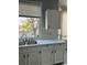 White kitchen cabinets and a double sink with a window overlooking backyard at 5492 S Cathay Way, Centennial, CO 80015
