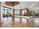 Spacious dining room with large windows and a chandelier at 30786 Snowbird Ln, Evergreen, CO 80439