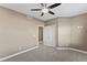 Bright bedroom featuring a ceiling fan and neutral decor at 59304 E Commanche Way, Strasburg, CO 80136