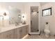 Bathroom with a walk-in shower and subway tile at 245 Fairways Dr, Breckenridge, CO 80424