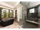 Spa-like bathroom with soaking tub and walk-in shower at 245 Fairways Dr, Breckenridge, CO 80424
