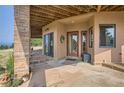 Patio with double doors and mountain views at 3001 Eagle Ridge Rd, Longmont, CO 80503