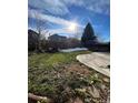 Large backyard with grassy area, partially covered in snow, and a concrete patio at 21620 E Crestline Ln, Centennial, CO 80015