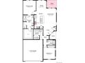 One-story floor plan with 2 bedrooms, 2 baths, and a 2 car garage at 3443 N Denali St, Aurora, CO 80019