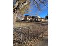 House with a chain link fence and leaf covered yard at 900 S Nile Way, Aurora, CO 80012