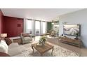Living room with hardwood floors and modern furnishings at 4570 E Yale Ave # 702, Denver, CO 80222