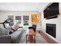 Spacious living room featuring a fireplace and large TV at 3450 N Downing St # 3, Denver, CO 80205