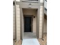 Private entrance with black door and light-colored siding at 4630 Copeland Cir # 102, Highlands Ranch, CO 80126