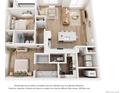 Two-bedroom floor plan with open concept living area at 11930 Soprano Cir # 303, Lone Tree, CO 80134