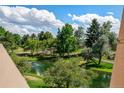 Scenic pond view with lush greenery and a glimpse of a golf course at 7000 E Quincy Ave # 204, Denver, CO 80237