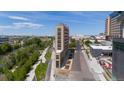 Aerial view showcasing building's location and proximity to city amenities at 3575 Chestnut Pl # 704, Denver, CO 80216