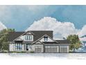Farmhouse-style home with a three-car garage and stone detailing at 6521 S Harlan Ct, Littleton, CO 80123