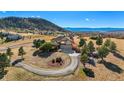 Luxury home with a long driveway and mountain backdrop at 4517 Tallyrand Cir, Castle Rock, CO 80104