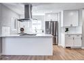 Modern kitchen with stainless steel appliances and white cabinetry at 3033 Leyden St, Denver, CO 80207