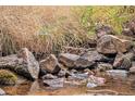 Small creek flowing over rocks, surrounded by vegetation at 28532 Shadow Mountain Dr, Conifer, CO 80433