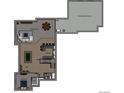 Finished basement with living room, bedroom, wet bar, and unfinished storage area at 5266 Flora Way, Arvada, CO 80004