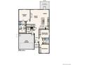 Main level floor plan, showing 2-bay garage, great room, kitchen, and bedrooms at 18308 Martinello Dr, Parker, CO 80134