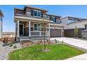 Two-story home with front porch and attached garage at 3302 N Highlands Creek Pkwy, Aurora, CO 80019