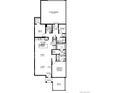 Two-bedroom floor plan with open concept living area, kitchen island, and patio at 2603 W 69Th Pl, Denver, CO 80221