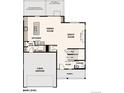 Main level floor plan with a kitchen, dining room, great room, and 2-bay garage at 1397 Brookfield Pl, Erie, CO 80026