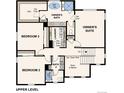 Upper level floor plan with an owner's suite and two additional bedrooms at 1397 Brookfield Pl, Erie, CO 80026