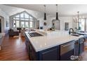 Modern kitchen island with quartz countertops and high end appliances at 385 Baxter Farm Ln, Erie, CO 80516