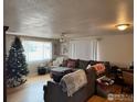 Cozy living room with a comfortable sectional sofa and large windows at 1208 Linden St, Longmont, CO 80501