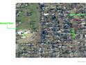 Aerial view showing home location near pool and golf course at 2010 9Th Ave, Longmont, CO 80501