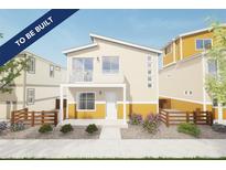 To-be-built modern two-story home with a two-tone exterior and a small front yard at , Commerce City, CO 80022
