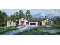 Stunning mountain contemporary home with a welcoming front yard at 7499 Preservation Trl, Parker, CO 80134