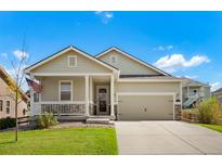 Ranch-style home with a two-car garage and a front porch at 42338 Forest Oaks Dr, Elizabeth, CO 80107