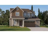 Two-story house with brown siding, a gray roof, and a two-car garage at 5515 Inland Ave, Firestone, CO 80504