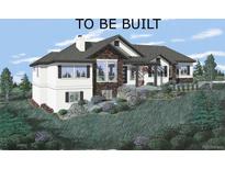 To be built, ranch style home with stone accents and landscaping at 19941 Royal Troon Dr, Monument, CO 80132