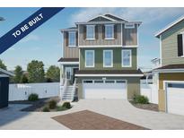 To-be-built two story home with green and gray exterior at , Aurora, CO 80019
