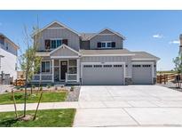 Two-story house with gray siding and two-car garage at 3282 N Highlands Creek Pkwy, Aurora, CO 80019