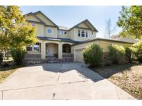 Two-story yellow house with a large front yard at 22264 E Frost Pl, Aurora, CO 80016