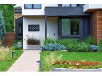 Modern home exterior, landscaped walkway, and house number at 2270 S Jackson St, Denver, CO 80210