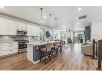 Modern kitchen with island and stainless steel appliances at 7870 Slate River St, Littleton, CO 80125