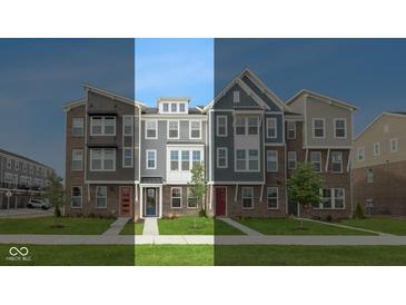 Three-story townhomes with brick and siding exteriors, showcasing modern design at 7284 County Road 600 W, McCordsville, IN 46055