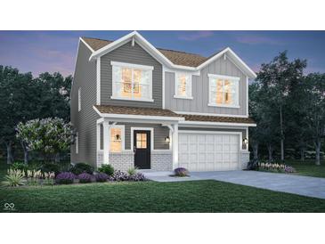 Two story home with gray siding, white trim, and a two car garage at 3747 Sunset Ridge Dr, Franklin, IN 46131