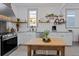 Bright kitchen with white cabinets, granite counters, and farmhouse style island at 412 W 11Th St, Anderson, IN 46016